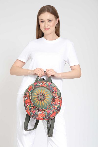 Street Bag Ethnic Fargin Bohemian Στρογγυλό Κεντημένο Σακίδιο πλάτης - Για Casual και Ταξίδια