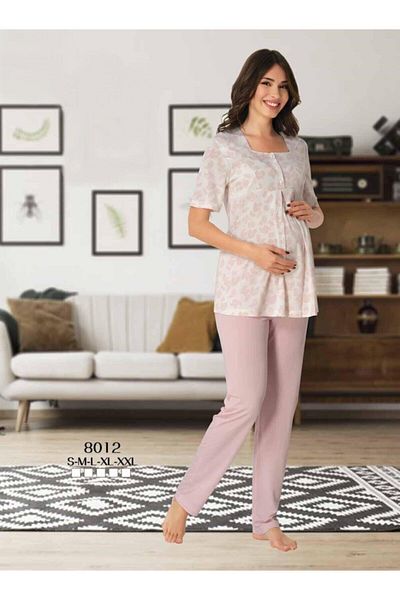 LOHOUSE Maternity Summer Pajama Set - Powder Patterned