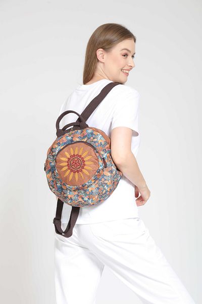Street Bag Ethnic Fargin Bohemian Στρογγυλό Κεντημένο Σακίδιο πλάτης - Για Casual και Ταξίδια