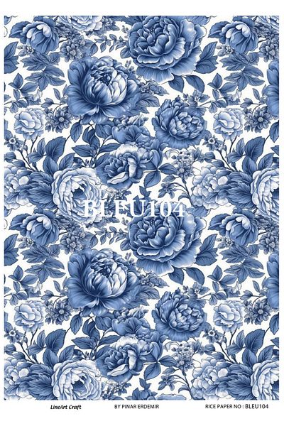 LİNEART Brass Patterned Lineart Decopage Paper - La-Blue104