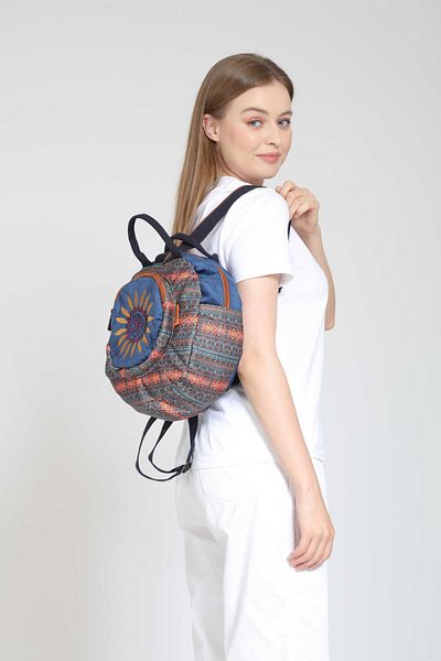 Street Bag Ethnic Fargin Bohemian Round Embroidered Backpack - For Daily and Travel