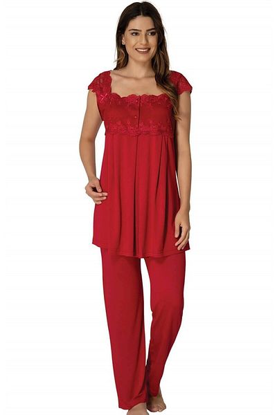 LOHOUSE Strappy Cotton Maternity Pajamas Set - Cherry Lace