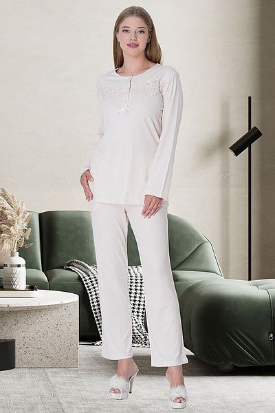 LOHOUSE Cotton Lace Powder Maternity Pajama Set