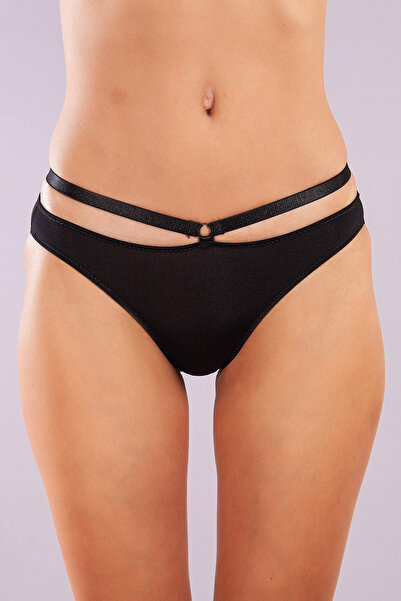 Golshan Gorbus Mini Slip, Women's Micro Waist Stripe Black Color Panties