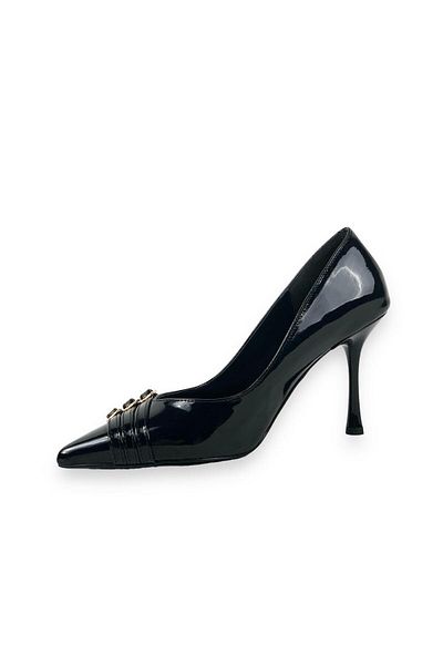 bescobel Women's Recsa Black 3-Stripes Pointed Toe Thin Heel Stiletto 9 Cm 2222
