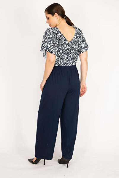 Şans Námořnická modrá kombinéza velkých velikostí - elastický pas, 65N37904