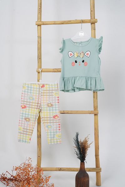 WOW LANUGO Baby Girl Summer Top and Bottom Set Printed - Bow