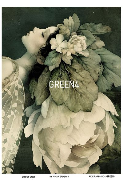 LİNEART LA-GREEN4 LineArt Brass Decopage Paper