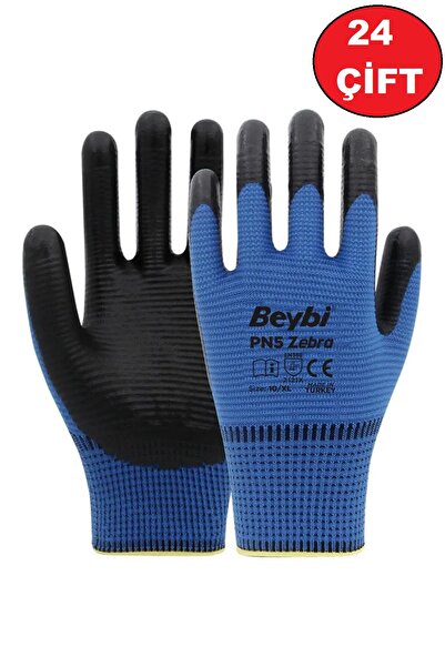 Toptancı Amca Eldiven Nitril Tırtıklı Zebra Pn5 Kırmızı Siyah Kaymaz No:10 Xl 24 Adet