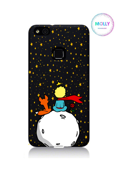 Molly Huawei P10 Lite İçin Siyah Küçük Prens Desenli Silikon Kılıf