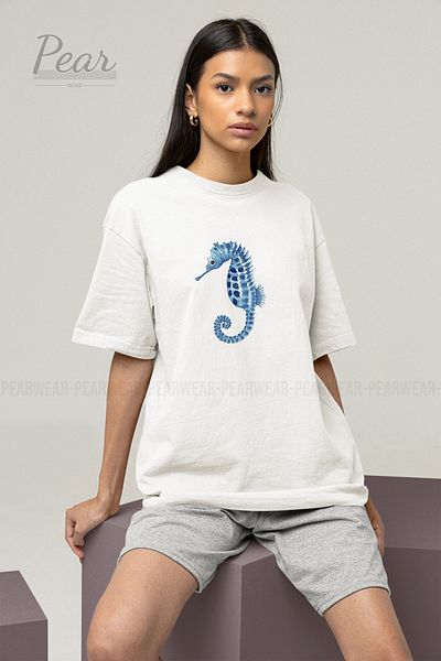 Pear Wear Μπλουζάκι Unisex με στάμπα Seahorse T-shirt Oversize