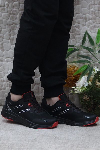 Kinetix Lexus TX - Black Red Lightweight Comfortable Men's Sneakers
