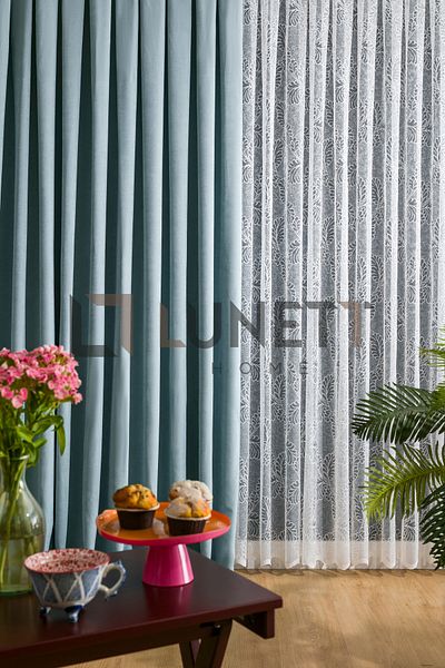 LUNETT HOME READY TO USE MINT CLEAR PLEATED 1X3 PHONE CURTAIN SINGLE WING 9244
