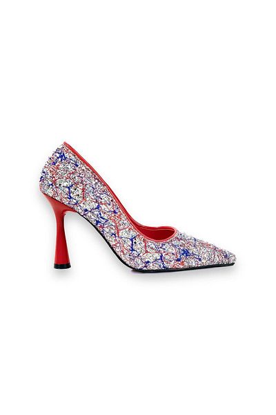 bescobel Women's Sinra Red Stone Plated Evening Dress Stiletto 10 Cm Heel 2268