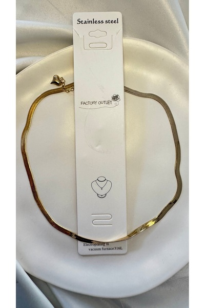 Happy Bear Women's 316 Steel Non-Tarnish Italian Chain Necklace Flat Scrunch