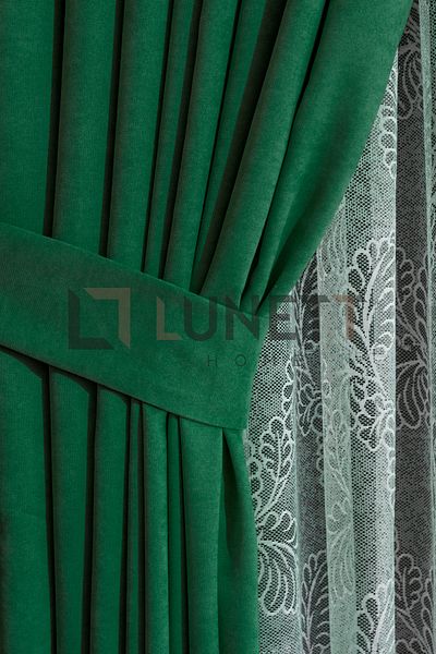 LUNETT HOME Green Sparse Pleated 1X2 Background Curtain - Single Wing 9207