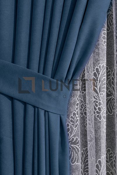 LUNETT HOME Ready to Use Parliament Blue Sparse Pleated 1x2 Background Curtain Single Wing 9242