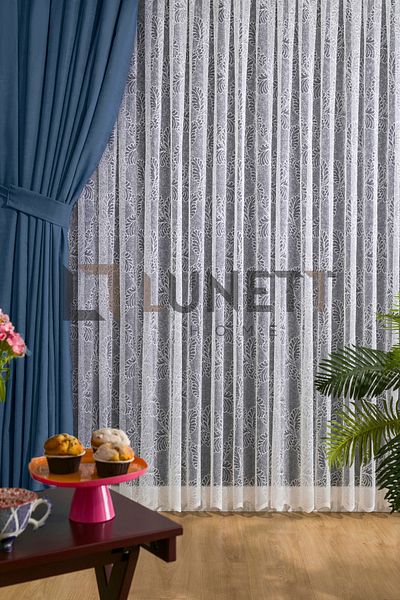 LUNETT HOME Ready-to-Wear Parliament Blue Pleatless Extra Strength Flat Planting Background Curtain Single Wing 9242