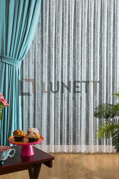 LUNETT HOME READY TO USE TURQUOISE COLOR PLEATLESS EXTRAFORCED FLAT SEWING PHONE CURTAIN SINGLE WING 9199