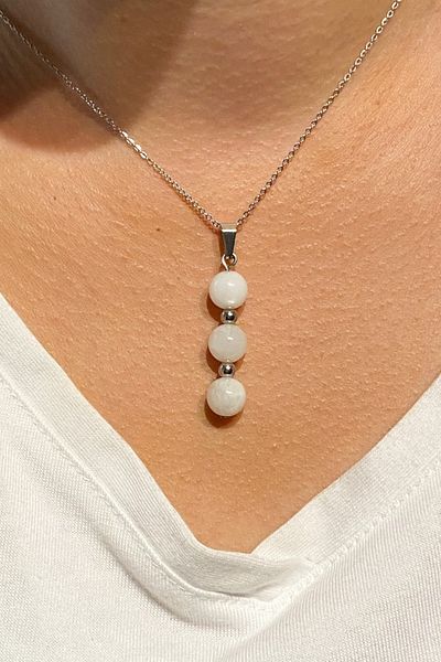 NBS Beautiful Naturel Stones Real Natural Moonstone Necklace