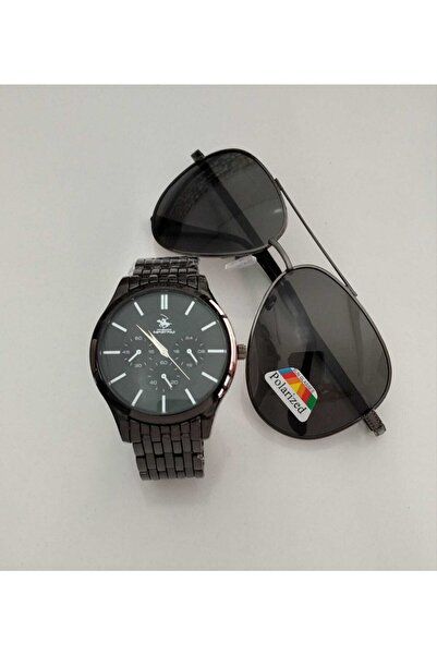 G Sport POLO Erkek Metal Saat-polorized Güneş Gözlüğü Set