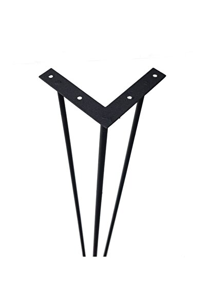 Grande Home Izmir 4'lü Metal Firkete Ahşap Kütük Sehpa Ve Masa Ayağı 51 cm