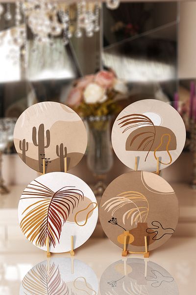 Realhomes 4-Piece Brown Onedraw Drawing Placemat and Supla
