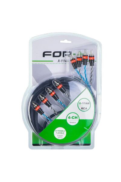 For-X 4 Rca Folyo Korumalı Oto Amfi Sinyal Kablosu X-1144
