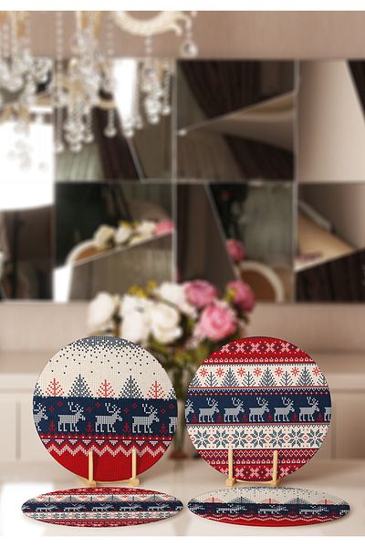 Realhomes 4-Piece New Year's Themed Deer Motif Placemat and Supla