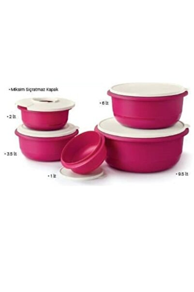 Tupperware Mega Mixim 5-Piece Full Set Fuchsia Special Cover