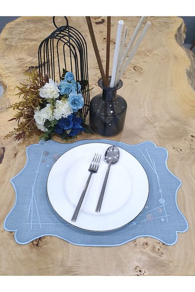 Tanem Home Model modern, brodat, lenjerie importată, set de servire american, farfurie, 1 bucată