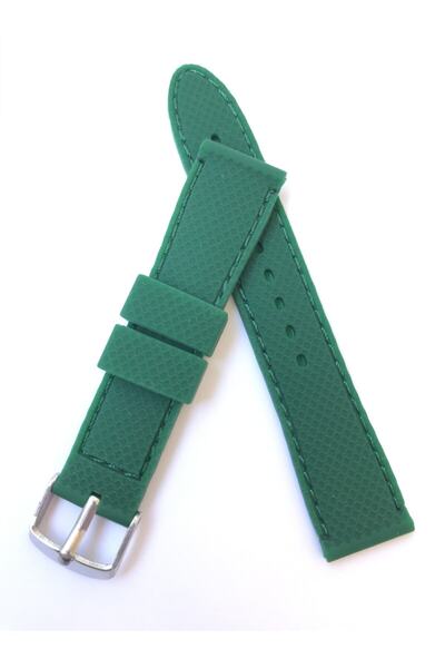MercanSaat Parlak Yeşil Silikon Yumuşak Saat Kordonu Kayışı 20 Mm X 18 Mm