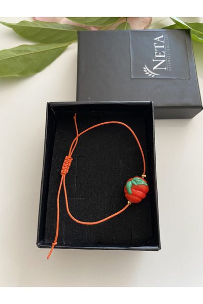 Neta Women's Murano Pumpkin Rope Adjustable Bracelet