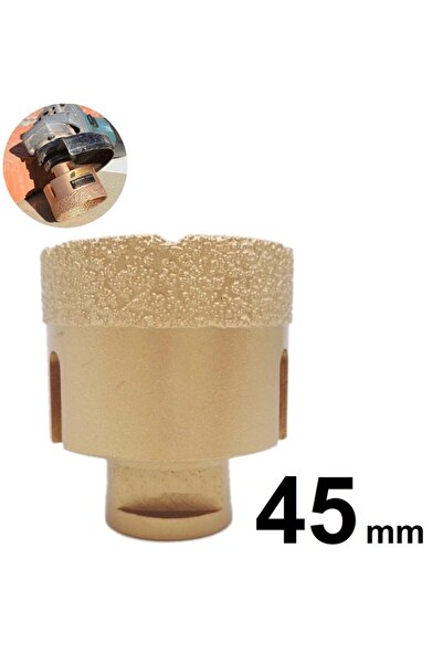 Depolife Mermer Granit Panç M14 Fayans Beton Pancı 45mm Sarı Elmas Delme Ucu Avuç Taşlama Uyumlu Karot