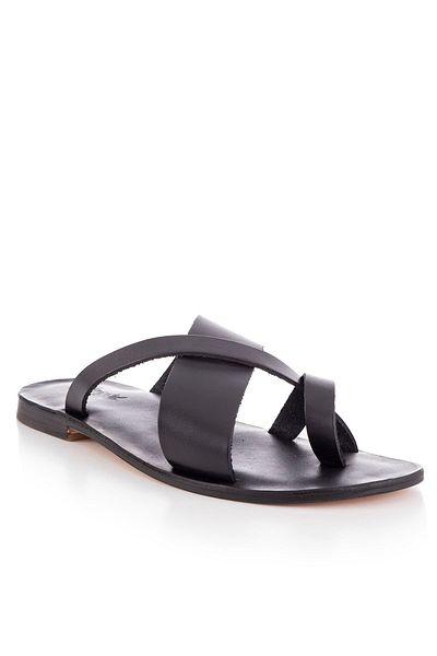 DaphneSandals Handmade Genuine Leather Black Men's Bodrum Slippers - K1025