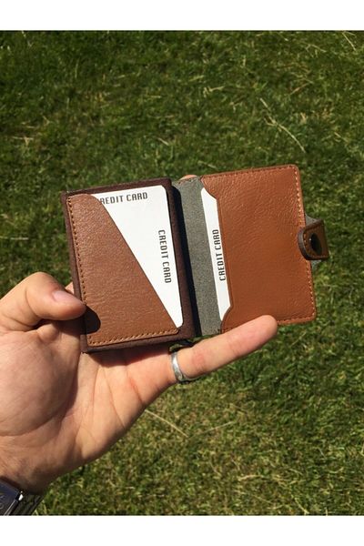 DERKON Genuine Leather Polite Mechanism Card Holder & Wallet