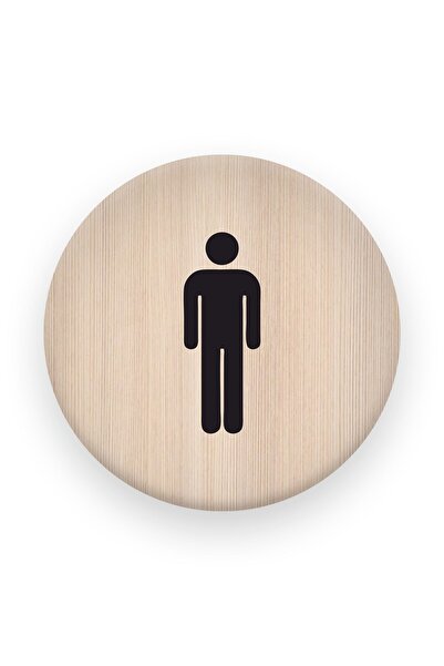 Men-Women Wc Referral Letter Wood Round 10x10 Cm (black)