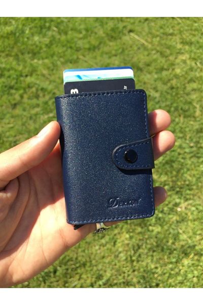 DERKON Genuine Leather Polite Mechanism Card Holder & Wallet