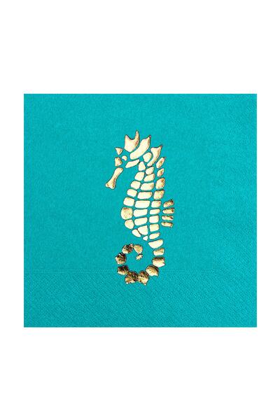 Story 33 × 33 سم ورق ذهبي لحصان البحر البحرية منقوشة 16 قطعة من المناديل الور...