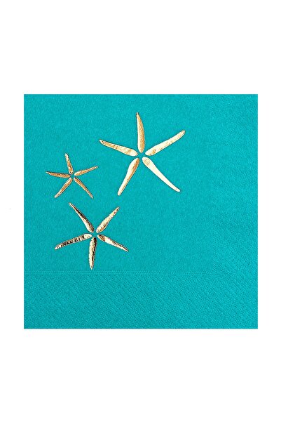 Story 33x33 Cm Altın Varak Deniz Yıldızları Marin Desenli 16'lı Turkuaz Mavi ...