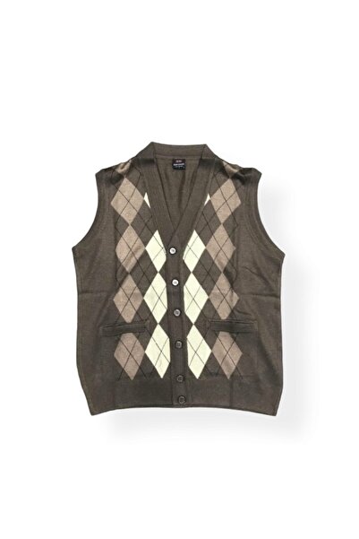 NACAR STORE Men's Patterned Thin Wool Knitwear Dad Vest