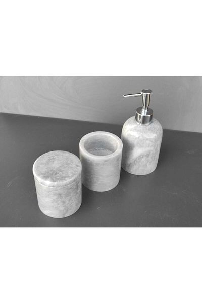 Polen Stone Gray Marble 3 Piece Bathroom Set
