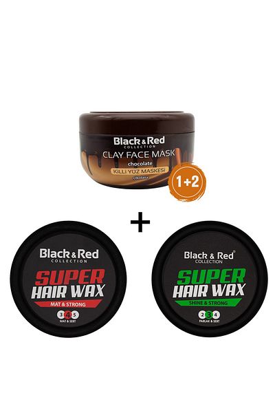 Black Red Clay Face Mask Chocolate 400 Gr+ 2 Pieces 150 MlWax