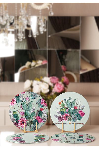 Realhomes 4-Piece Cactus Designed Placemat & Supla