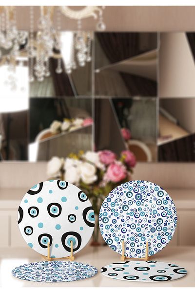 Realhomes 4-Piece Evil Eye Bead Designed Placemat & Supla