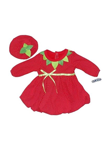 Babyrico kız bebek penye çilek elbise 0-6 ay  %100 pamuk