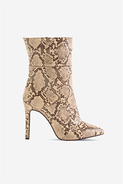Shoes & More Lams Naturel Yılan Topuklu Bot