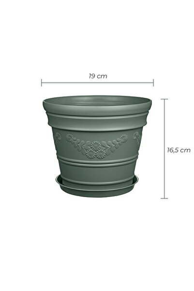 Melkan Home Antik Papatya Desenli Yeşil Saksı 3 Litre