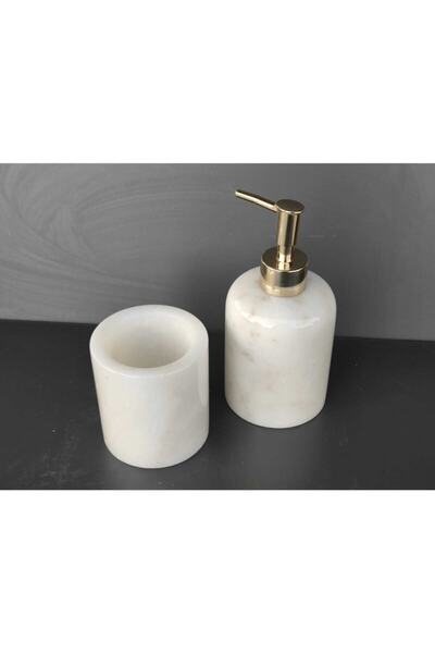 Polen Stone Beyaz Mermer 2'li Banyo Seti