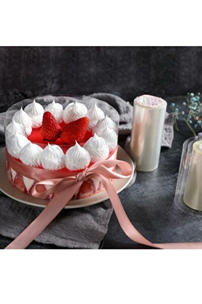 Dr. Gusto Şeffaf Desensiz Pasta Yan Dekor Film Jelatin Krema Tutucu 9 cm-25 Cm